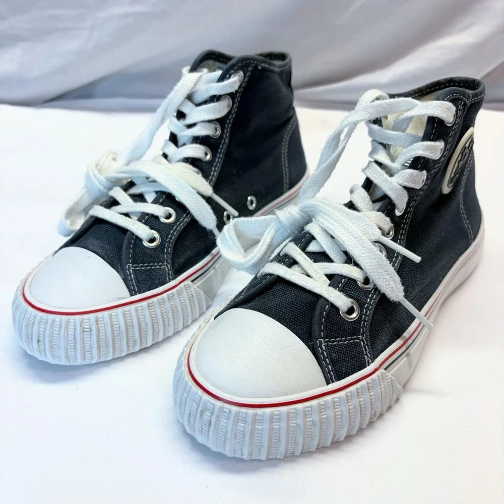 PF Flyers Center Hi Navy White Canvas High Top Sneakers Mens 6 Womens 7.5 Shoes